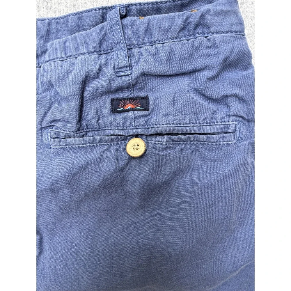 Faherty Shorts Mens 34 Blue Linen Cotton Chino 9 Inseam Lightweight Casual